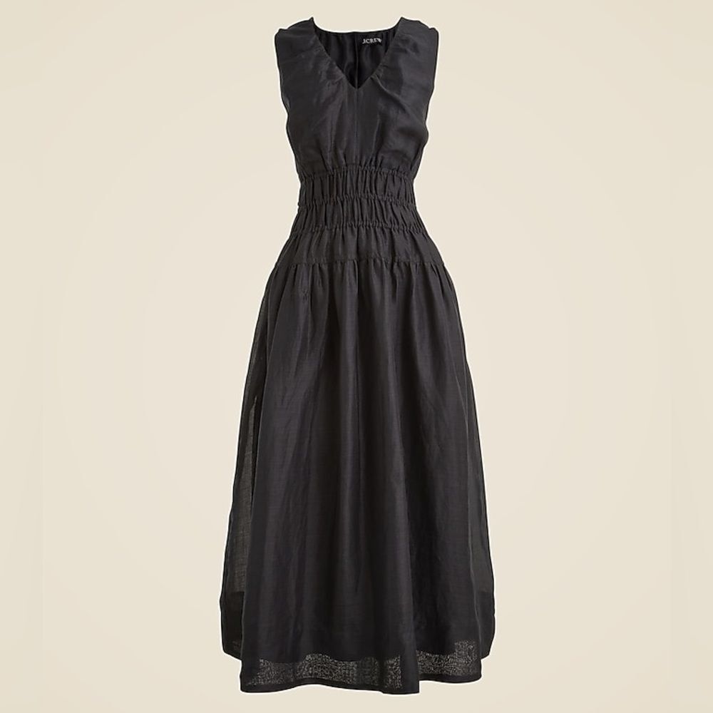 J Crew Hyacinth V-Neck Dress in Ramie in Black Size XS NWT - Picture 4 of 15